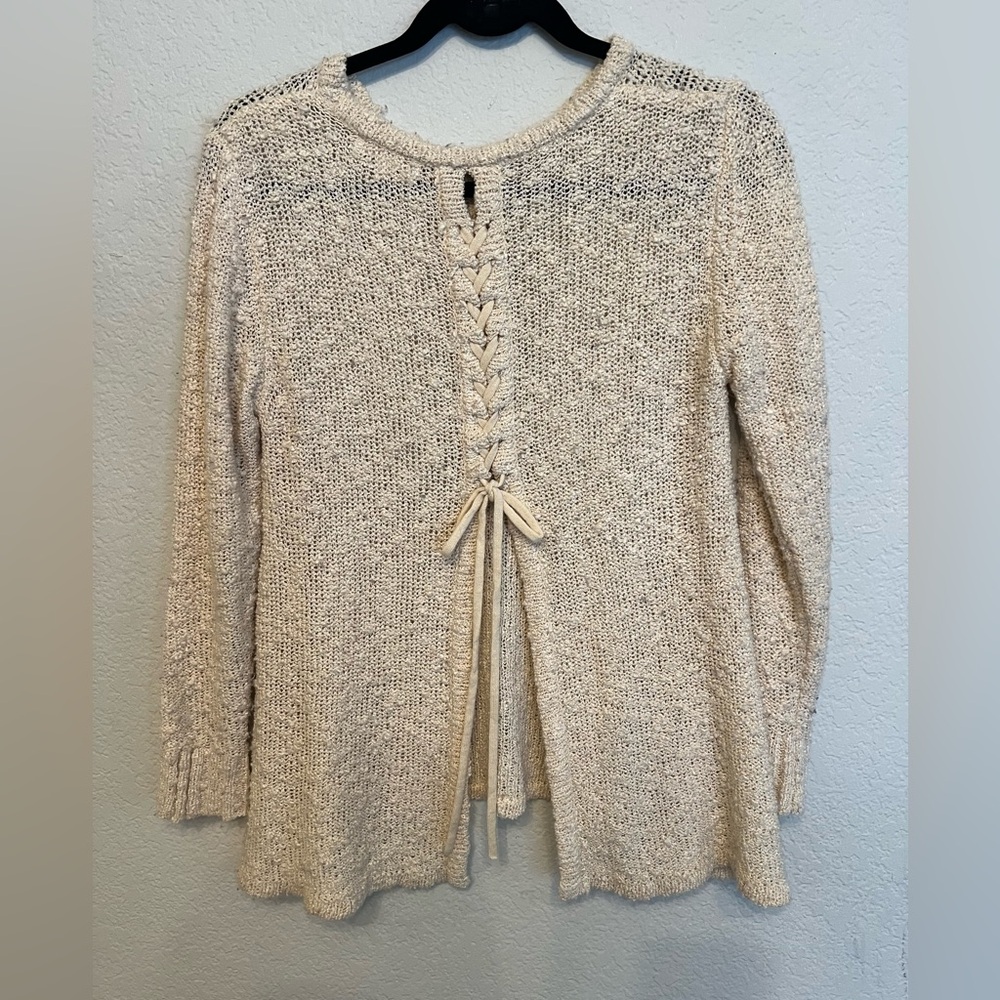 Cream sweater with cute back detail (Small)